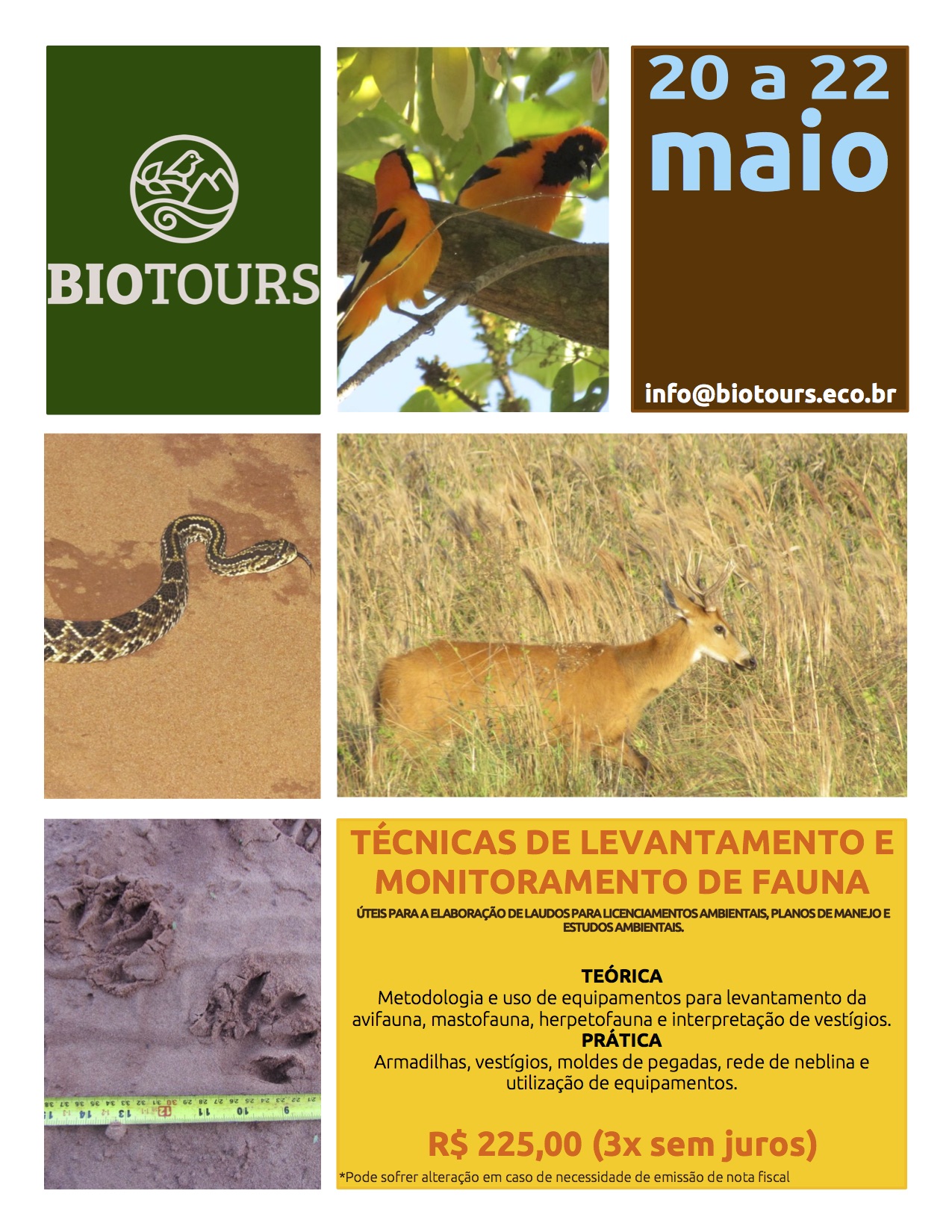curso biotours monitoramento fauna 20 22maio2016